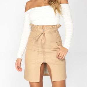 Faux Leather high waist tie skirt
